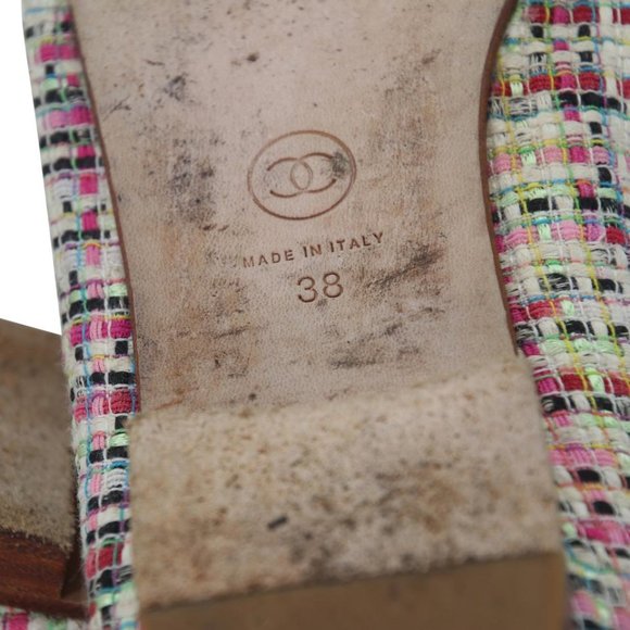 Chanel Ballet 38 Tweed and Leather Cap Toe Cc Flats CC-S0207P-C010 - Picture 11 of 11